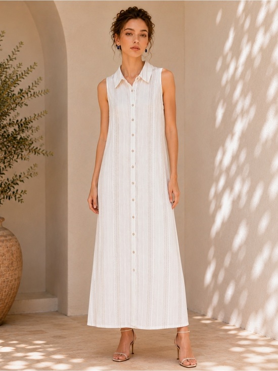 Karl Lagerfeld Dresses & Skirts - Karl Lagerfeld White Sleeveless Button-Front Maxi Dress